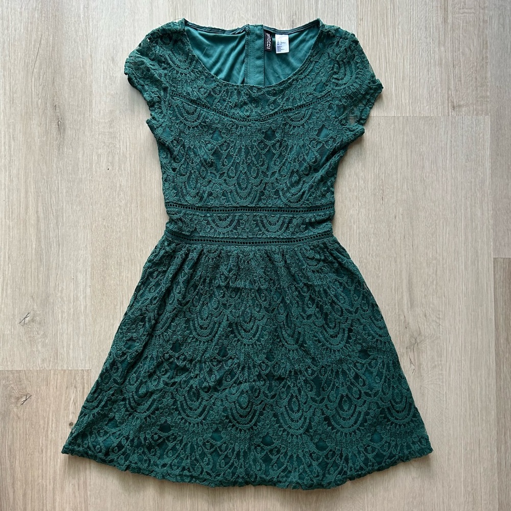 Emerald Green H&M Lace A-Line Dress